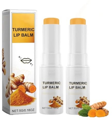 Lip Lightening Balm For Dark Lips, Turmeric Lip Balm for Smokers,Lip Scrub for Dark Lips to Lighten,Lip Brightener Moisturizing For Smokers Dark Lip Dry, Cracked, and Dull Lips (2PCS)