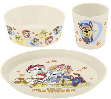 Koziol CONNECT GROW PAW PATROL Kindergeschirrset 3teilig | kleiner Teller + Schale + Becher | für Kinder ab 6 Monate | biozirkulärer Kunststoff, bruchfest, spülmaschinengeeignet (organic moon)