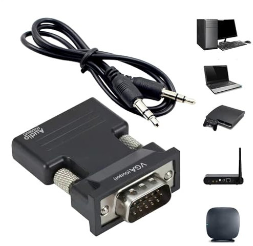 Adaptador VGA - Convertidor VGA macho USB hembra, adaptador de pantalla USB | Adaptador de monitor, convertidor de video, conector de pantalla, adaptador para proyector HDTV
