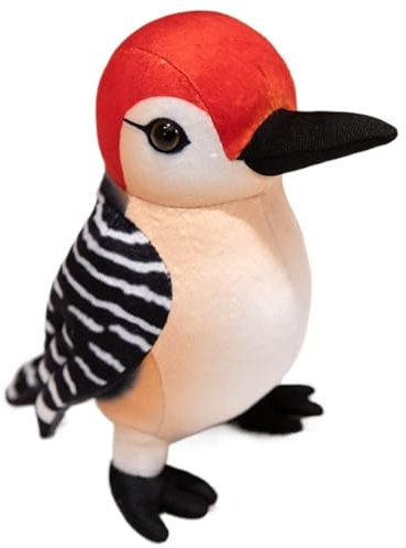 KUKUShining Specht Plüsch, Weiche Kuschelige Stofftiere Puppen Realistisches Vogel Plüschtier Pädagogisches Spielzeug for Lustige Geschenke(Red,25cm/9.8in)