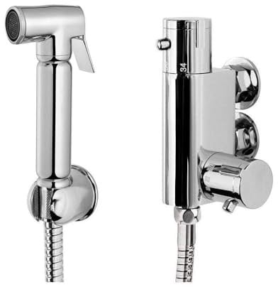 Xcel Home Brass Thermostatic Bidet Shower -شطاف المسافر with Waterproof & Rust-Proof Feature - Wall Mount Douche Shower Spray for Toilet & Bathroom - Muslim Shower with Spray Hose - Chrome Color