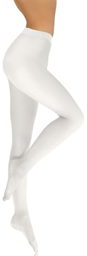Damen Strumpfhose Bunt 40 Blickdicht Mikrofaser Edelstahl Stockplatte, weiß, XXL
