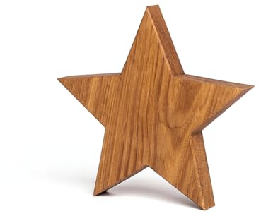 WOODS Holz-Stern Eiche - mit Naturöl behandelt | handgefertigt in Bayern I Holzsterne zum hinstellen - Advent & Weihnachtsdeko Holz Dekoration I XXL Holzstern 40 x 40cm groß