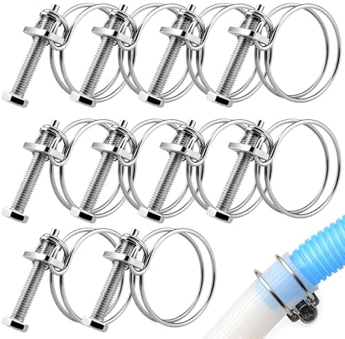 AYUMAL Double Wire Hose Clips, 36-40mm Adjustable Hose Clamps, 10PCS