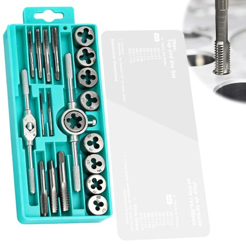 20 Tlg Gewindeschneider Set, M3-M12 Metrisch Gewindeschneidsatz, DIY Schneideisen, Gewindeschneider, Gewindebohrer und Bohrer Set Gewindeschneid Satz, Gewinde Schneider Bohrer Werkzeug Set
