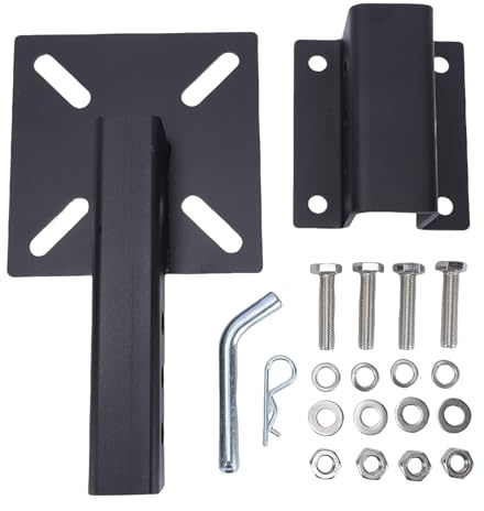 Fafeicy Plaque D'étau de Montage sur Attelage, Support de Banc D'étau en Acier au Carbone Robuste pour Récepteur de 2 Pouces, Plate-forme Sécurisée pour Treuil, Tuyau et Gril