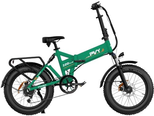 E-Bike Klapprad Elektrofahrrad mit 20 Zoll Fatbike | 48V 16,5Ah Akku 80-120km Reichweite | 250W Motor 80 Nm Drehmoment | 7-Gang hydraulische Bremsen | Dreifach-Federung | inkl. Gepäckträger - Grün