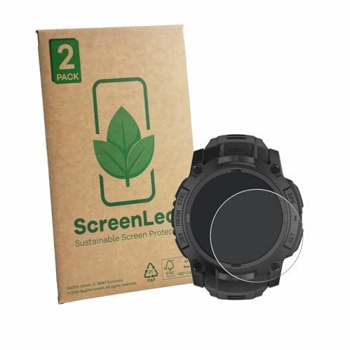 ScreenLeaf 2 Stück Schutzfolie für Garmin Instinct 3 Tactical Edition (50 mm) [nachhaltiger Displayschutz, Folie, transparent, kratzfest]