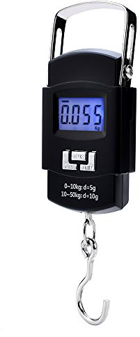 Yizhet 50kg Digitale Kofferwaage Gepäckwaage Hängewaage Reisewaage Heuwaage, LCD-Display mit Hintergrundbeleuchtung Reisewaage für Reisen, Küche