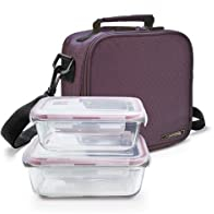 IRIS BARCELONA - Basic Lunch Bag, Set de Bolsa Térmica Porta Alimentos 3,8 l y 2 Tapers de Cristal 570 + 840 ml, Lila