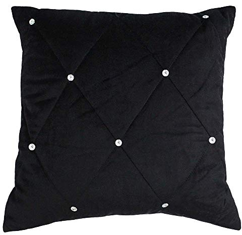 Paoletti New Diamante C/CASE 45X45 Black, Polyester, Schwarz, 45x45cm