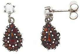 Gerry Eder Ohrringe 01.0290 Damen Ohrstecker Sterling-Silber 925 Rot Granat