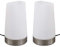 Trango 2er Pack 2017-94 LED Schreibtischlampe Nickel matt mit satinierte Glasschirm Tischleuchte, Nachttischlampe, Fensterbankleuchte *CORAL incl. je 1x 5 Watt LED Modul Leuchtmittel 3000K warmweiß