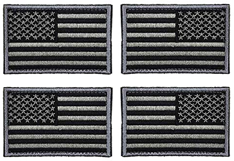 Antrix - Toppa ricamata con bandiera americana americana, 4 pezzi, colore: nero e grigio