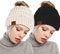 O³ Strickmütze mit Zopfloch, Mütze Damen 2 Stück, Wintermütze für Pferdeschwanz, Ponytail Beanie (Schwarz und Weiß)