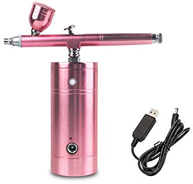 HXZB Multi-Fonctions Airbrush Set, Pompe Rechargeable Mini Compresseur d'air Portable Kit pour Le Maquillage, Décoration De Gâteaux, Ongles Art, Peinture, Or Rose