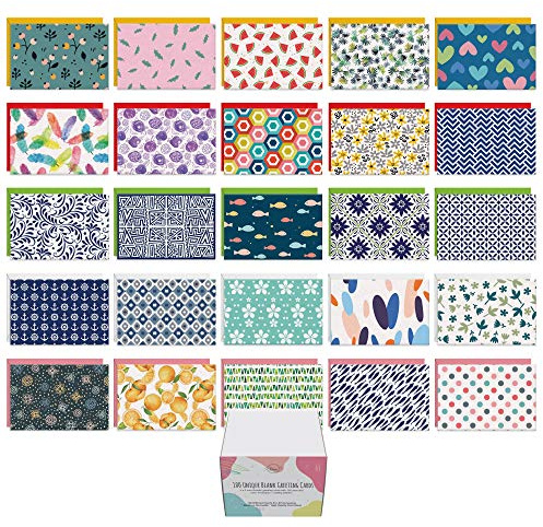 Dessie 100 Unique Blank Cards With Envelopes 4x6 - All Occasion Blank Greeting Cards w/Colored Envelopes & Gold Seals. No Repetition. Note Cards with Envelopes Set