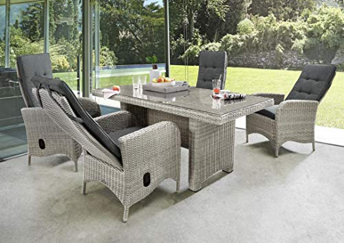 Destiny Sitzgruppe Palma Luna 4 Hochlehner + Tisch 165x90x75cm, Vintage weiß