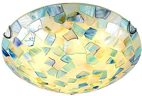 Mittelmeer Deckenleuchte,Kreativität Muschel Deckenleuchte,Tiffany Glas-patch Deckenleuchten Flush-halterung,Deckenlampen Für Schlafzimmer Wohnzimmer,Runde Amerikanisches Licht-Der kopf der lampe 30cm