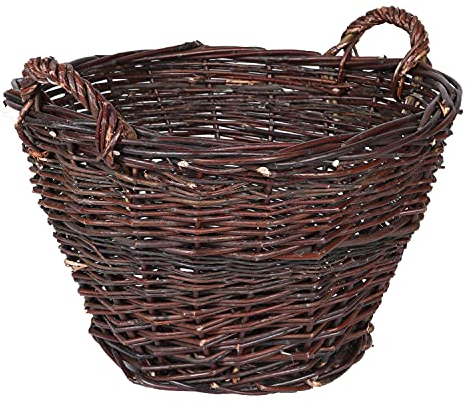 H4L Weidenkorb mit Griffen Ø 40cm Bernnholzkorb Kartoffelkorb Weide Deko rund Flechtkorb Obst Gemüsekorb