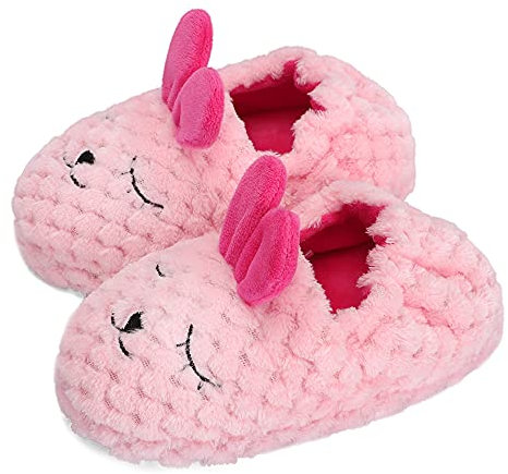 MASOCIO Pantofole Bambina Invernali Peluche Ciabatte Bimba Femmina Inverno Casa Babbucce Antiscivolo Taglia 24 25 Coniglio Rosa