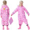 FILOWA Tuta Impermeabile Antipioggia Bambina Pioggia con Cappuccio Ragazza Leggero Portatile Jogging Tutto in Uno Poncho Giacche Impermeabili Bimbi Unisex 1-3 Anni, Rosa Unicorno