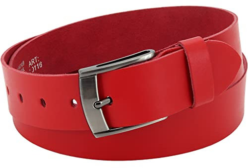 Vascavi Ledergürtel, 4 cm breit, Echtes Leder, Unisex Gürtel für Damen und Herren, MADE IN GERMANY, AM531-SL-Rot-100