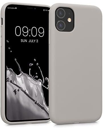 kwmobile Hülle kompatibel mit Apple iPhone 11 Hülle - gummierte TPU Silikon Handyhülle - Schutzhülle für kabelloses Laden - Case in Taupe