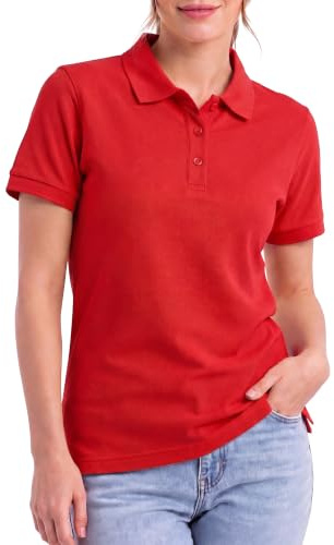 Love My Fashions Women’s Polo Shirt – Knitted Collar and Cuffed Short Sleeves, Casual & Plain T-Shirt for Ladies