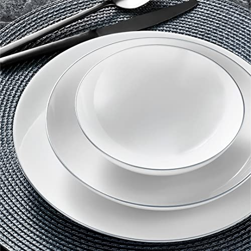 Vajilla Güral Porselen Atina Dinner Plata - 18 Piezas para 6 Personas – Vajilla Completa de Porcelana Blanca
