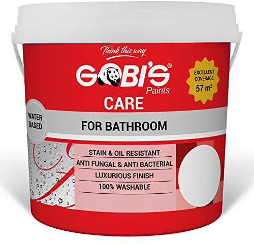 Gobi's Paints Easycare Bathroom Soft Sheen Emulsion Paint For Walls And Ceilings 4 Litres (WHITE)