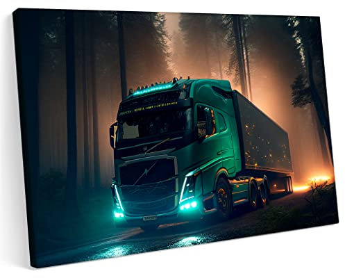 Printonia Bilder Leinwandbild 120x80cm Volvo TIR LKW Truck Abstract Neon Art
