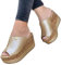 Women's platform sandals with wedge heel: Roman sandals, mules, summer flat sandals, wedge sandals, open toe, elegant sandals, high heels, casual wedge sandals, platform pumps, Rose Gold, 7