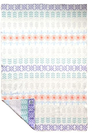 JOWOLLINA Wendedecke Wolldecke Plaid Kuscheldecke Öko-Wolle 130x200 cm, Folklore floral (Orange Flieder)