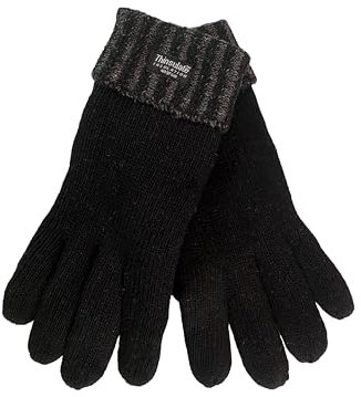 EEM Damen Strickhandschuhe, weiche Wolle, Thinsulate Thermofutter schwarz/anthrazit S/M