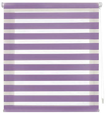 Decorblind | Doppellagiges Rollo ohne Werkzeug und ohne Bohren, Maße: Breite 130 x Länge 180 cm, Maße Stoff: 127 x 175 cm, Lila