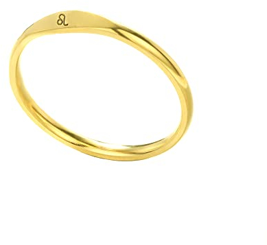 OAKKY Damen Edelstahl 12 Sternzeichen Sternbild Ring Astrologische Symbole Siegelring Löwe Gold Größe 57 (18.1)