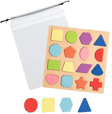 Montessori Mehrere Form Holz Puzzle, Hölzernes Puzzle mit Mehreren Formen, Geometrisches Puzzle, Holzpuzzle Spielzeug, Puzzle Shape Matching Game, Lernspielzeug Geschenk für Kinder 1-5 Jährige