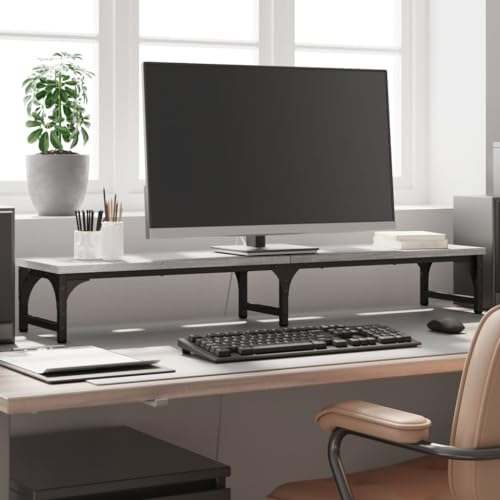 Tidyard Monitorständer Schreibtischaufsatz Monitorerhöhung Bildschirm PC Regal Aufsatz Bildschirmerhöhung Grau Sonoma 105x23x15,5 cm Holzwerkstoff