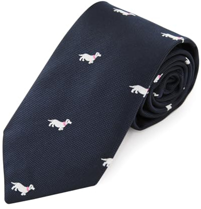 axy Krawatte für Herren mit Geschenkbox Krawatten 7,5 cm breite in verschiedenen Motiv HK3 (Kleine Hunde -Schwarzblau)