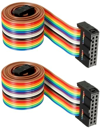 DMiotech 2er Pack 16-poliges IDC-Flachbandkabel 48cm 2,54mm Pitch Breadboard Jumper-Kabel für elektronische Projekte