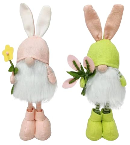 2 Stück Osterdeko Wichtel,Ostern Hasen Wichtel, Handgemachte Plüsch Osterhasen Zwerg,Ostern Tischdekoration Deko,Osterpuppe Plüschzwerge Frühlingszwerge Hasenfiguren,Ostern Hase Festliche Geschenk