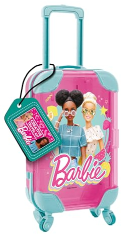 Lisciani - BARBIE - KREATIVSET - Lernspiele ab 5 Jahren Mädchen - Mini-Koffer mit Malbuch, Glitzerstickern, Klebediamanten & Filzstiften - Kreatives Spielzeug für unterwegs oder zu Hause