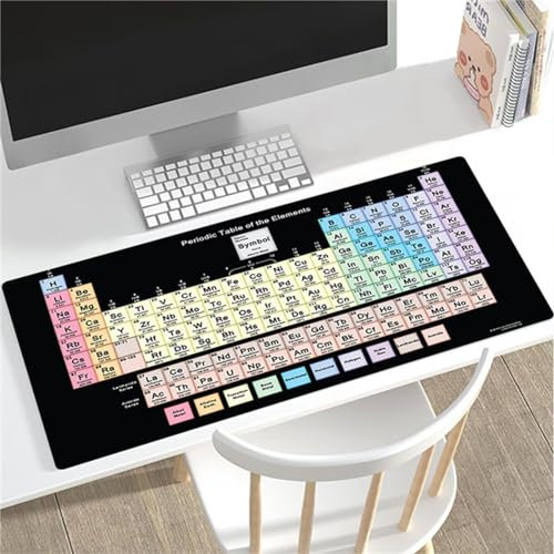 Yoonqun 900x400x5mm Alfombrilla de Ratón Grande,Tabla periódica Colorida XXL Gaming Mouse Pad,Base de Goma Antideslizante,Mejora la precisión y la Velocidad,Alfombrilla Gaming para PC Ratón Teclado