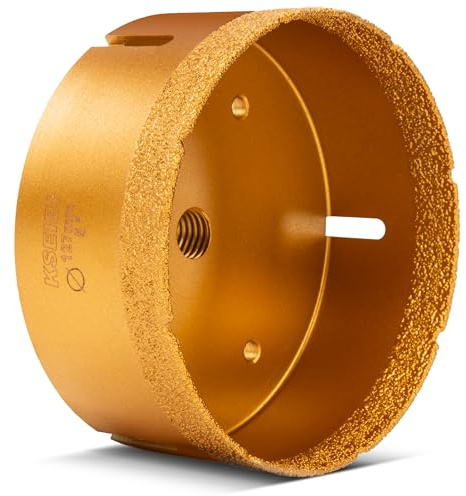 KSEIBI 615327 Diamond Hole Saw, 5 Inch (127mm) Diamond Core Drill Bit for Porcelain, Ceramic, Granite Drill Bits, Brick, Marble, Dry Cutting, 2 Drilling Depth, 5/8-11 Thread, for Angle Grinder
