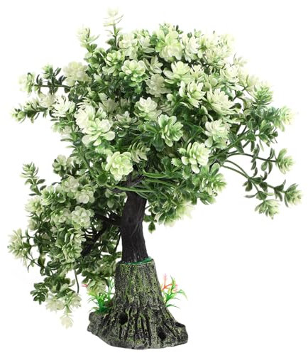 ULTECHNOVO Aquarium Artificial Plastic Plants Decor: Bonsai Tree Fish Tank Decorations - Lifelike Betta Fish Tank Hides Tree Accessories for Goldfish Tank, White