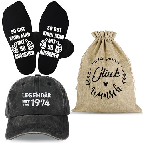 Jeasona 1975 Geburtstag Mann Geschenkset Geschenke zum 50 Geburtstag Mann Witzig 50. Geburtstag Mann Geschenkideen Lustig Geburtstagsgeschenk für Männer 50 Jahre 1975 Jahrgang 50er Geburtstag Mann