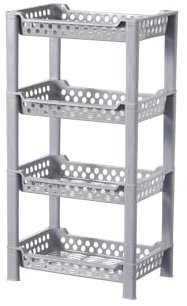 Rectangle Shower Caddy 4 Tier Small | Bathroom Storage Holder Corner Organizer | Standing Shelf Rack Rustproof Bathroom Storage Unit|17.3(D)x 27(W)x 50.8(H)cm (Grey rectangle caddy, small)