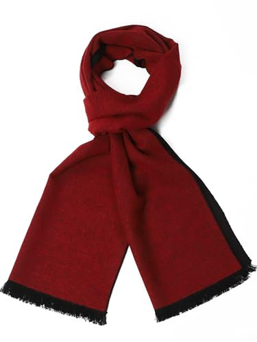 sy soul young Herren Herbst Baumwolle kariert Schal- Winter Jungen Warm Lange Scarf mit Luxuriöse eschenkbox(Schwarz/Rot)