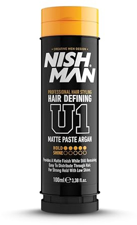 NISHMAN Hair Defining U1 - Matte Paste Argan 100g - Professionelles Styling Gel für Mattes Finish, Textur und Volumen mit Arganöl für Kräftiges, Gesundes Haar